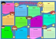 English Worksheet: Birthdays