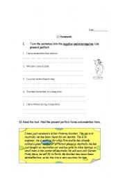 English worksheet: present perfect