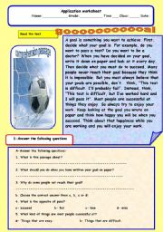 English Worksheet: goal