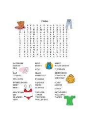 English Worksheet: clothes worsearch 