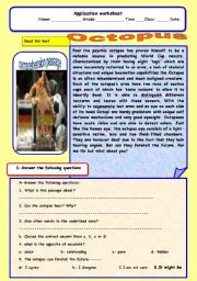 English Worksheet: Paul the octopus