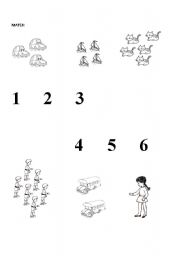 English worksheet: Match numbers to pictures