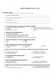 English worksheet: WHEN A STRANGER CALLS - MOVIE