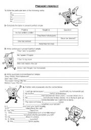 English Worksheet: Sponge Bob - Present Perfect Worksheet
