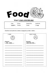 English Worksheet: Likes and dislikes