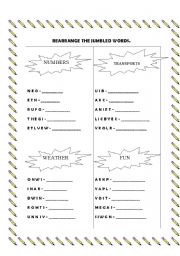 English Worksheet: Jumbled Words
