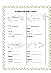 English worksheet: Jumbled Words