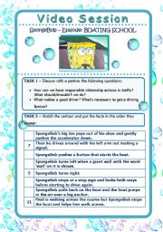 Video Session - SPONGEBOB - Boating School - Talking About Driving and Traffic (2 pages)