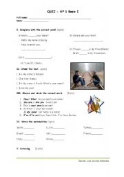 English Worksheet: Quiz elementary