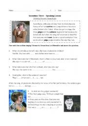 English Worksheet: Speaking Practice: Susan Boyle (Video watching)
