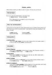 English worksheet: Adverbs and their location