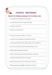English Worksheet: Passive sentences 