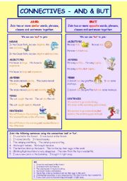 English Worksheet: connectives_and+but