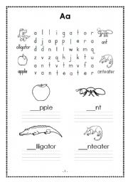 English Worksheet: abc wordsearch