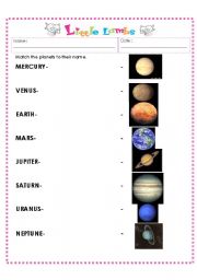 English Worksheet: Match Planet name with their picture