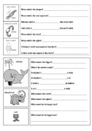 English Worksheet: Comparitves/superlatives