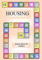 English Worksheet: Housing - a boardgame or pairwork (34 questions for discussion)