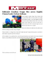 English Worksheet: The Britsh Press  ballon man a newspaper article