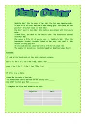 English worksheet: Neidinhas hair color_easy reading