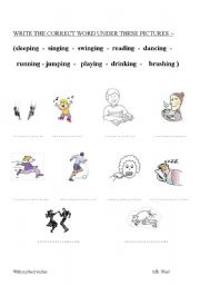 English worksheet: house - grammer (is -are) action - animals- missing letters