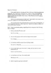 English Worksheet: Hyperbole