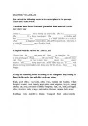 English worksheet: practice vocabulary