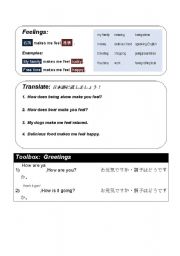 English worksheet: Emotions and Greetings