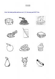 English worksheet:  Food you like