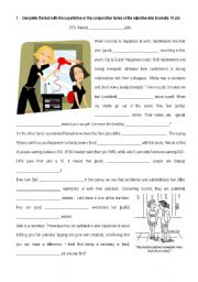 English Worksheet: jobs and comparatives, superlatives: all this with cloze and a reading exercise!