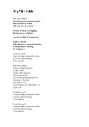 English worksheet:  MGMT KIDS song worksheet