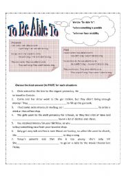 English Worksheet: To Be Able To