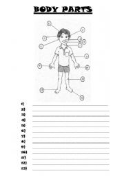 English Worksheet: body parts