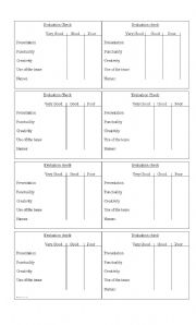 English Worksheet: evaluation check