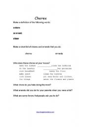 English Worksheet: Chores