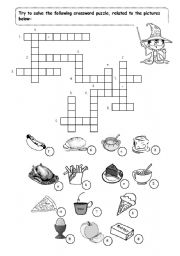 English Worksheet: Food (crossword puzzle)