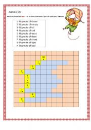 English worksheet: opposite puzzle crossword