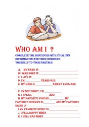 English worksheet: WHO AM I ?