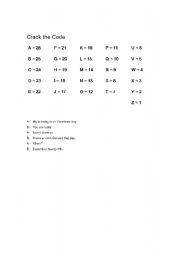 English Worksheet: Crack the Code