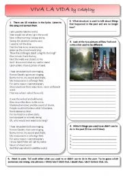 English Worksheet: Viva la Vida by Coldplay