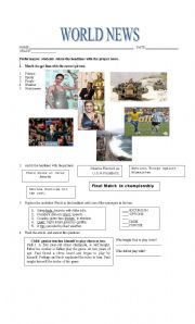 English Worksheet: WORLD NEWS