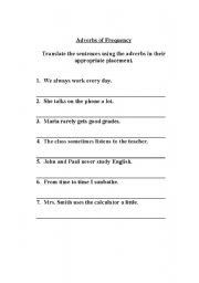 English Worksheet: Adverbs of Frequency