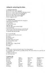 English Worksheet: Directions 