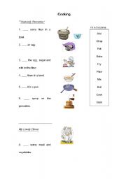 English worksheet: Cooking Procedures