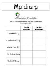 English Worksheet: my trip to england 9: my diary and crosswords about places in town