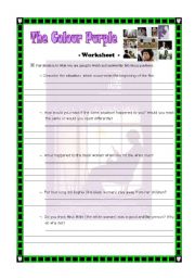 English Worksheet: The Colour Purple (visualisation sheet)