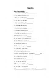 English Worksheet: Opposites
