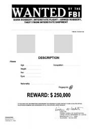 English Worksheet: wanted by the FBI