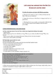 English Worksheet: Erin Brockovich - study of two extracts and the trailer