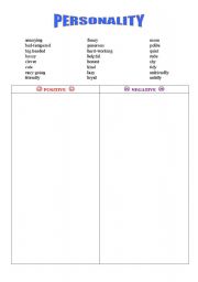 English worksheet: Personality