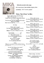 English Worksheet: relax take it easy by Mika